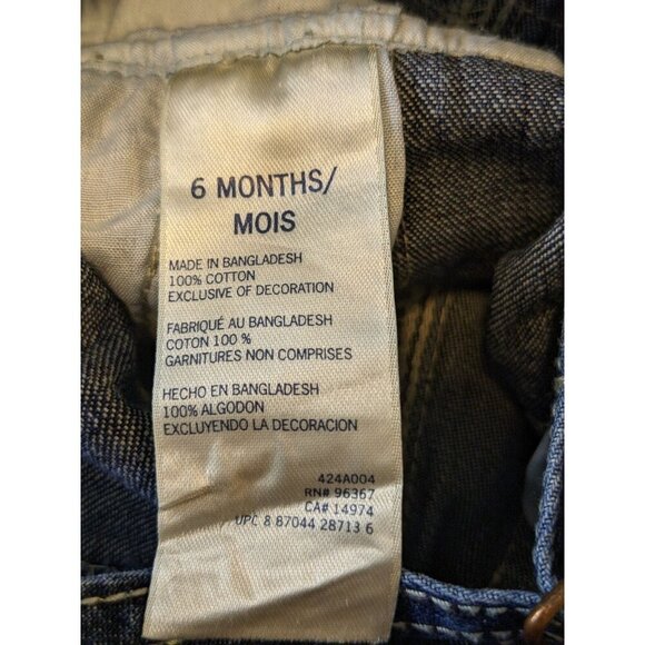 OshKosh B'Gosh Vestbak Denim Overalls 6 Months Infant Unisex Blue Denim - Picture 6 of 6